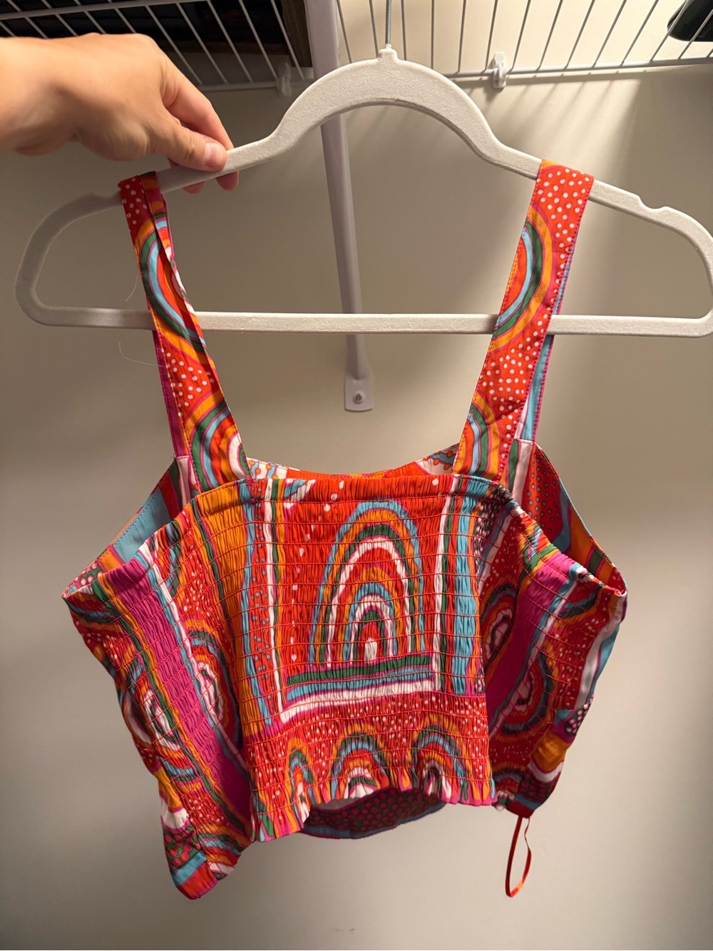 Rose + OliveBright Multicolor Two-Piece Silk Crop Top + Wide Leg Pants Set - Picture 3 of 3